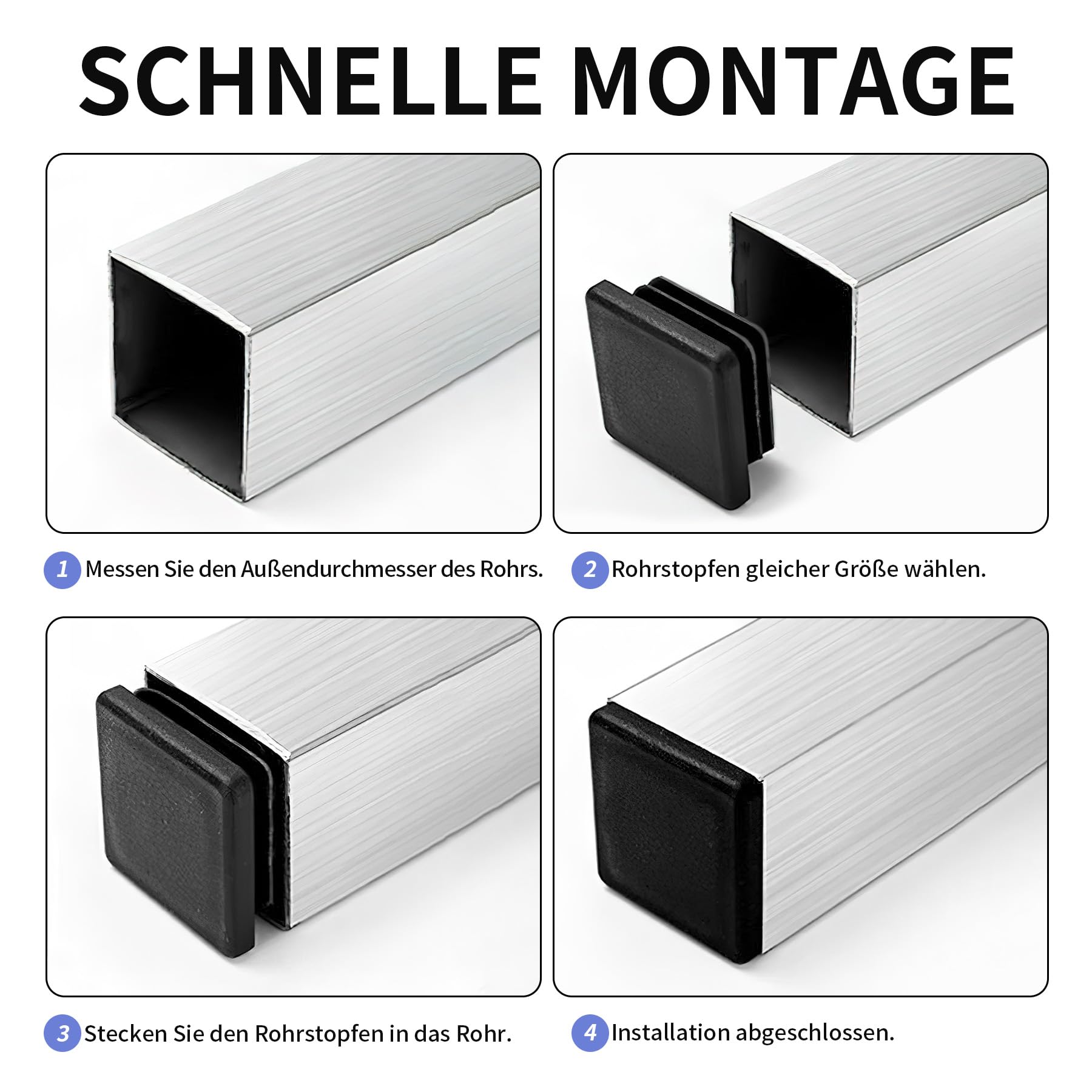 Tappi lamellari quadrati 50 x 50 mm, per tubi quadri, 12 tappi terminali in plastica, per profili in alluminio, sedie e scaffali, nero