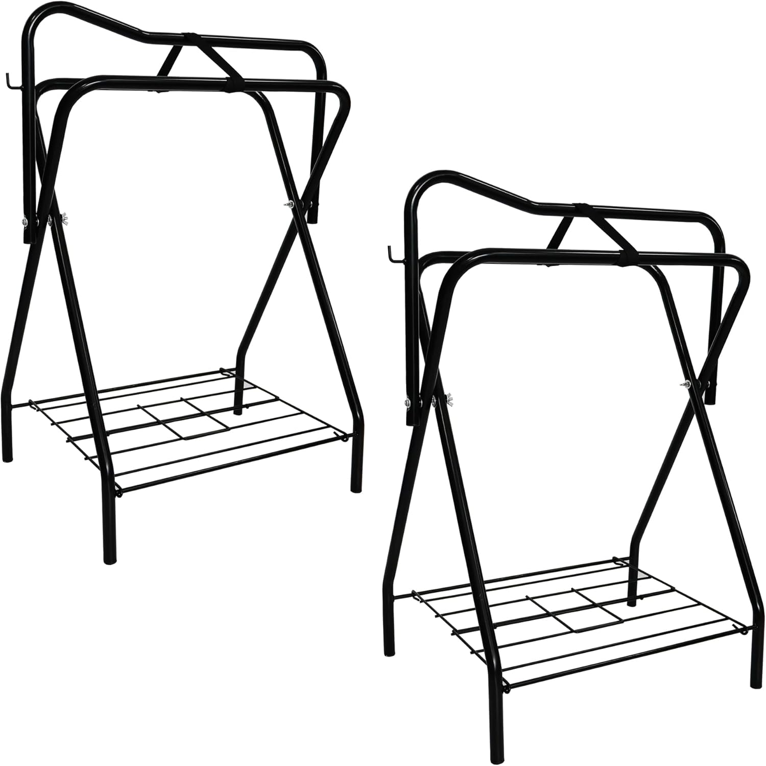2 Set Saddle Rack, Sturdy Construction Portable Saddle Stand for English and Western Saddle Freestanding Saddle Pad Rack Horse Tack Organization