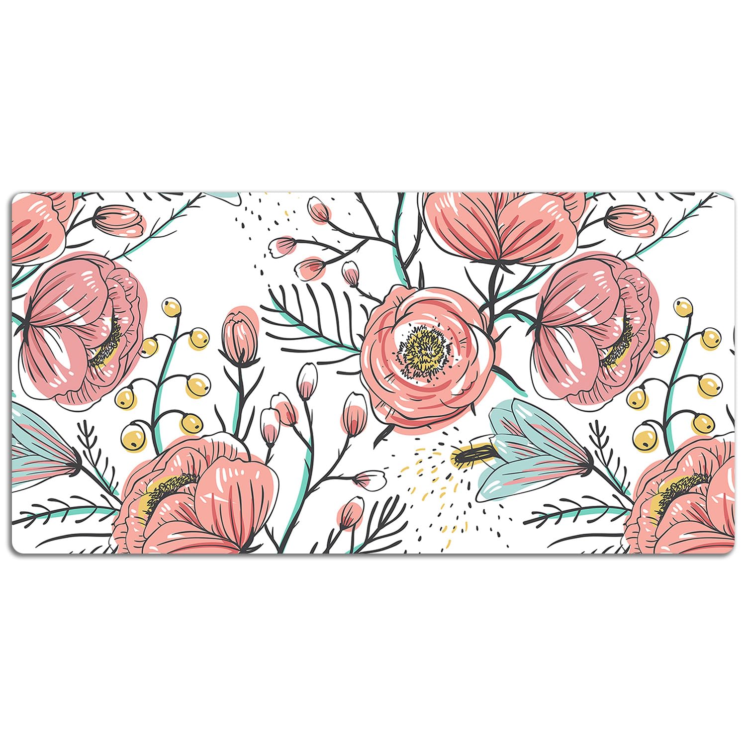 Sottomano da Scrivania 120x60 cm Facile da Pulire Antiscivolo Impermeabile per Ufficio e Casa in Vinile PVC Protezione e Decorazione Superficie Protettiva - Papaveri