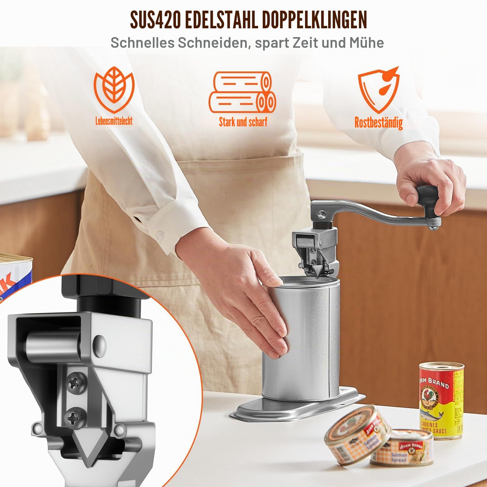 VEVOR kommerzieller Dosenöffner, manueller Tischdosenöffner für Dosen bis zu 40 cm Höhe, höhenverstellbarer Konservenöffner mit Schrauben & Tischklemme, Büchsenöffner für Restaurants Hotels