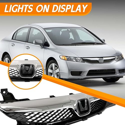 Miniatura 2 de YLT AUTO Rejilla frontal de malla negra mate para parachoques delantero para Honda Civic 2019-2020