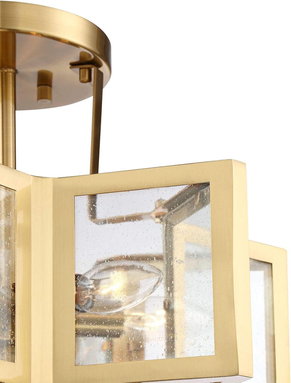 Modern Brass and Glass Star Semi-Flush Mount Ceiling Light