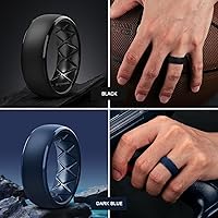 Vista 42 de Egnaro Anillos de boda de silicona para hombre: 1/4/6/7 Multipack de anillos de boda de goma con arco interior Diseño ergonómico transpirable