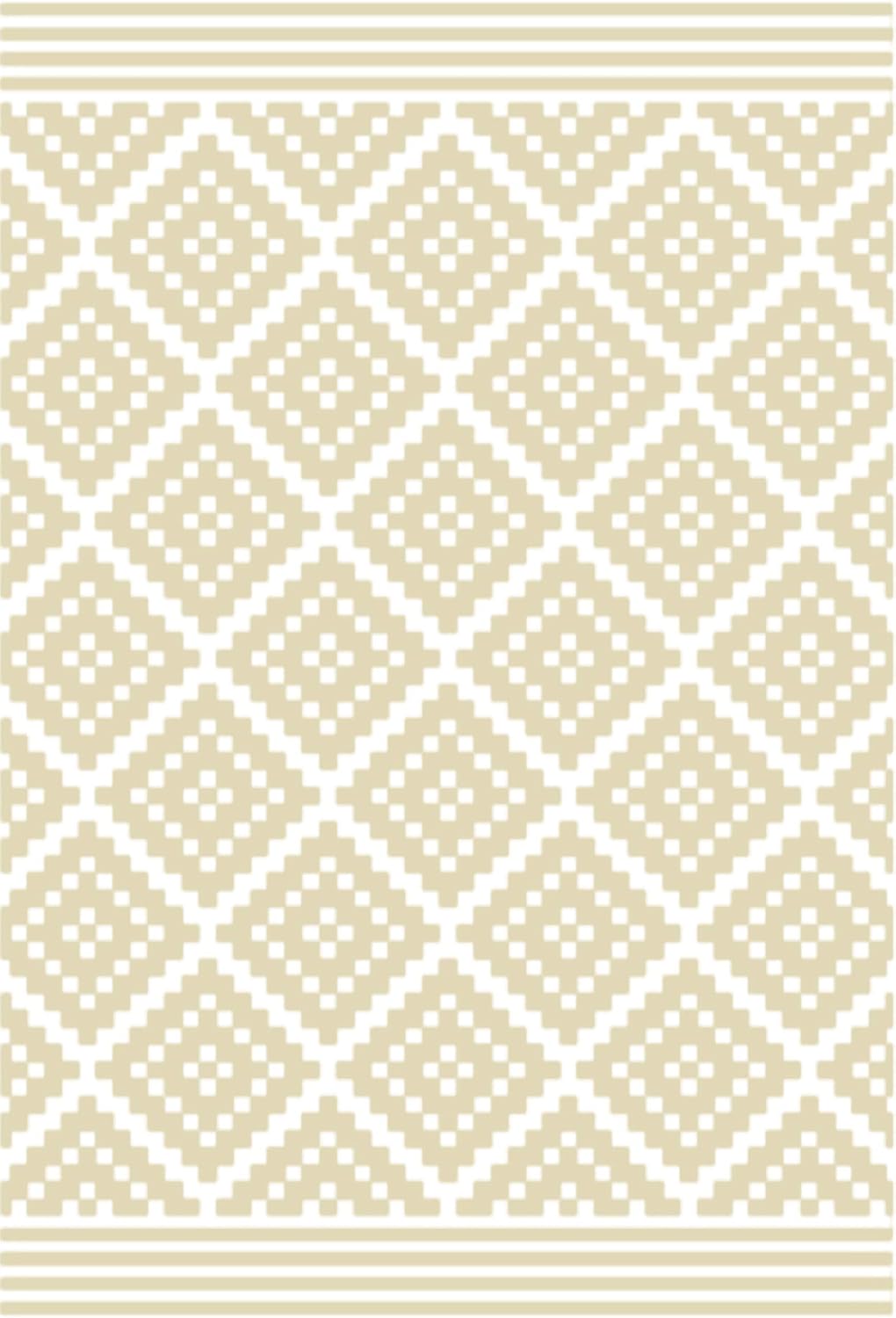 BEOMES, Indoor/Outdoor Rug, All Weather & UV Resistant (4 X 6, Diamond-Taupe)