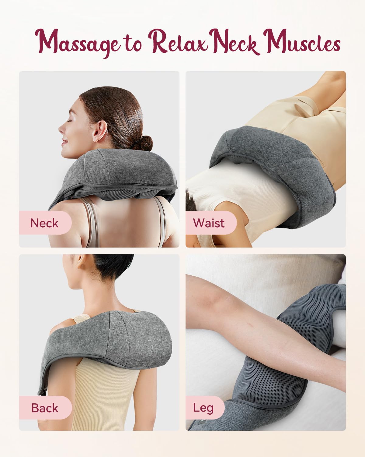 Masajeador de cuello inalámbrico para aliviar el dolor de tejido profundo, masajeador Shiatsu de cuello y hombros con calor, masajeador inalámbrico para dolor de espalda y hombros, regalos para