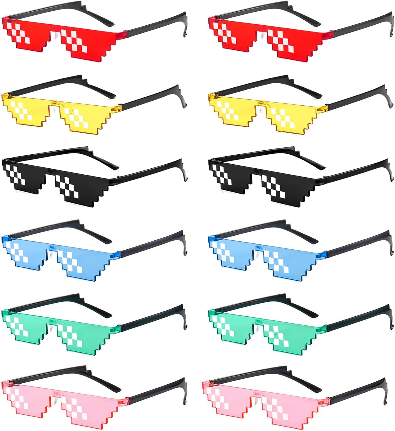 12 Pack Thug Life Party Sunglasses 8 Bit Pixelated Mosaic Gamer MLG Photo Props Unisex Eyewear : Clothing, Shoes & Jewelry