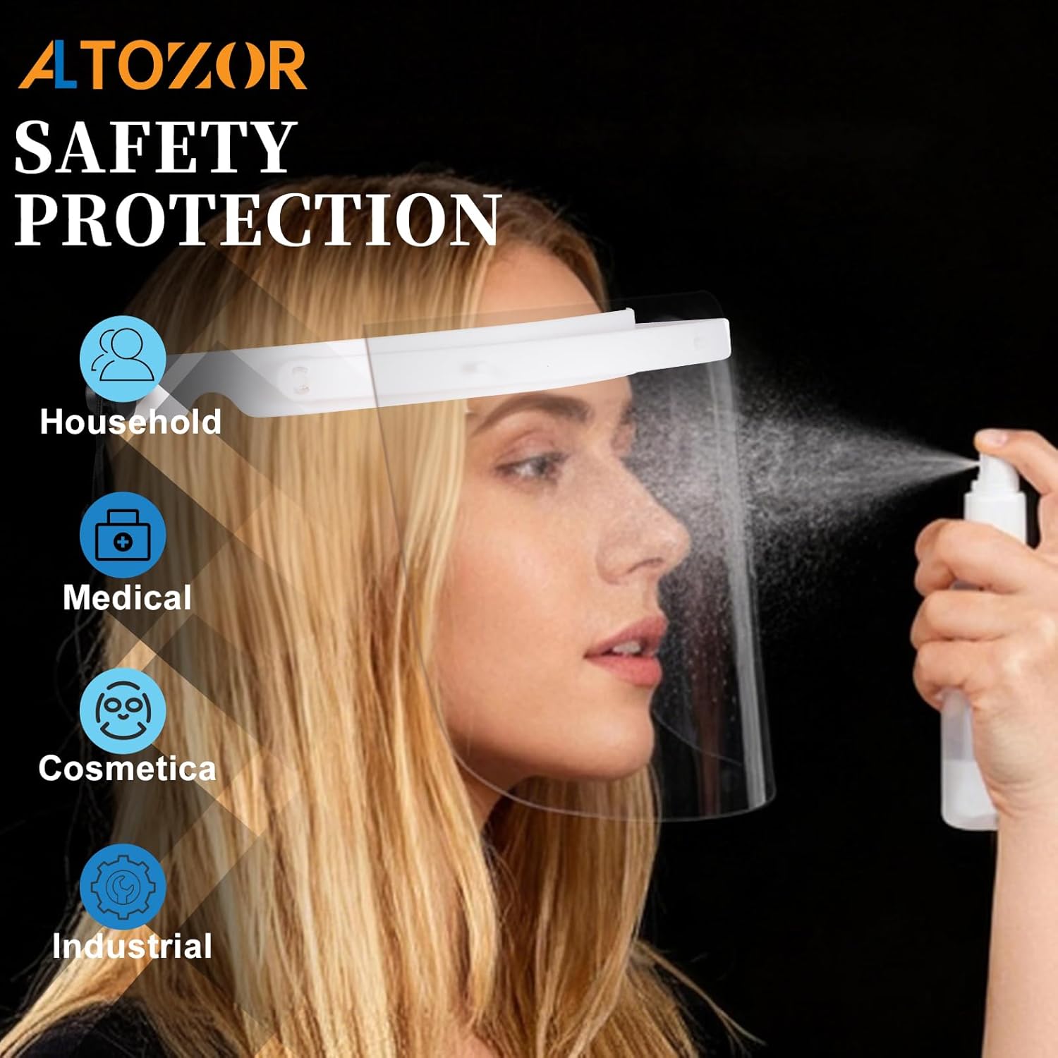 Full Protection Face Shield, 10 Count, White, Anti-Fog Transparent Visor with Adjustable Headband, Flip-Up Design, Fits Over Glasses, Dental Cosmeticians Medical Use - Image 5