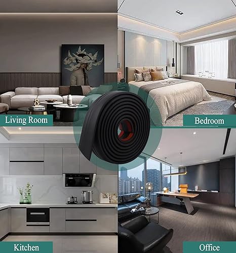 Miniatura 6 de Moldeo de goma de 16.4 pies, para despegar y pegar, molduras de base de rodapiés flexibles, molduras de vinilo para pared, zócalo, techo (negro,