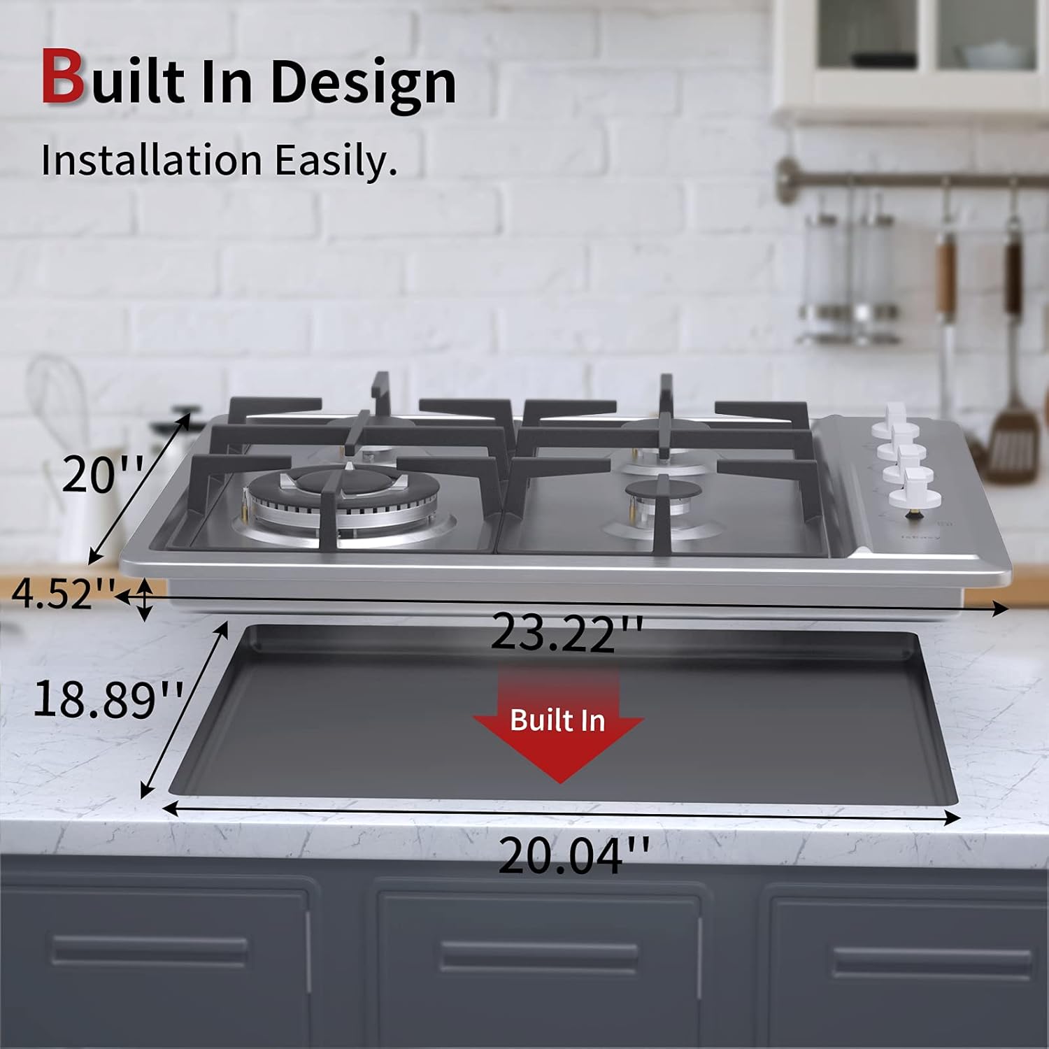 Flаѕh Sаlе Gas Cooktop 24 inch Stainless Steel 4 Burners Gas Stove with NG/LPG Conversion Kit-IsEasy