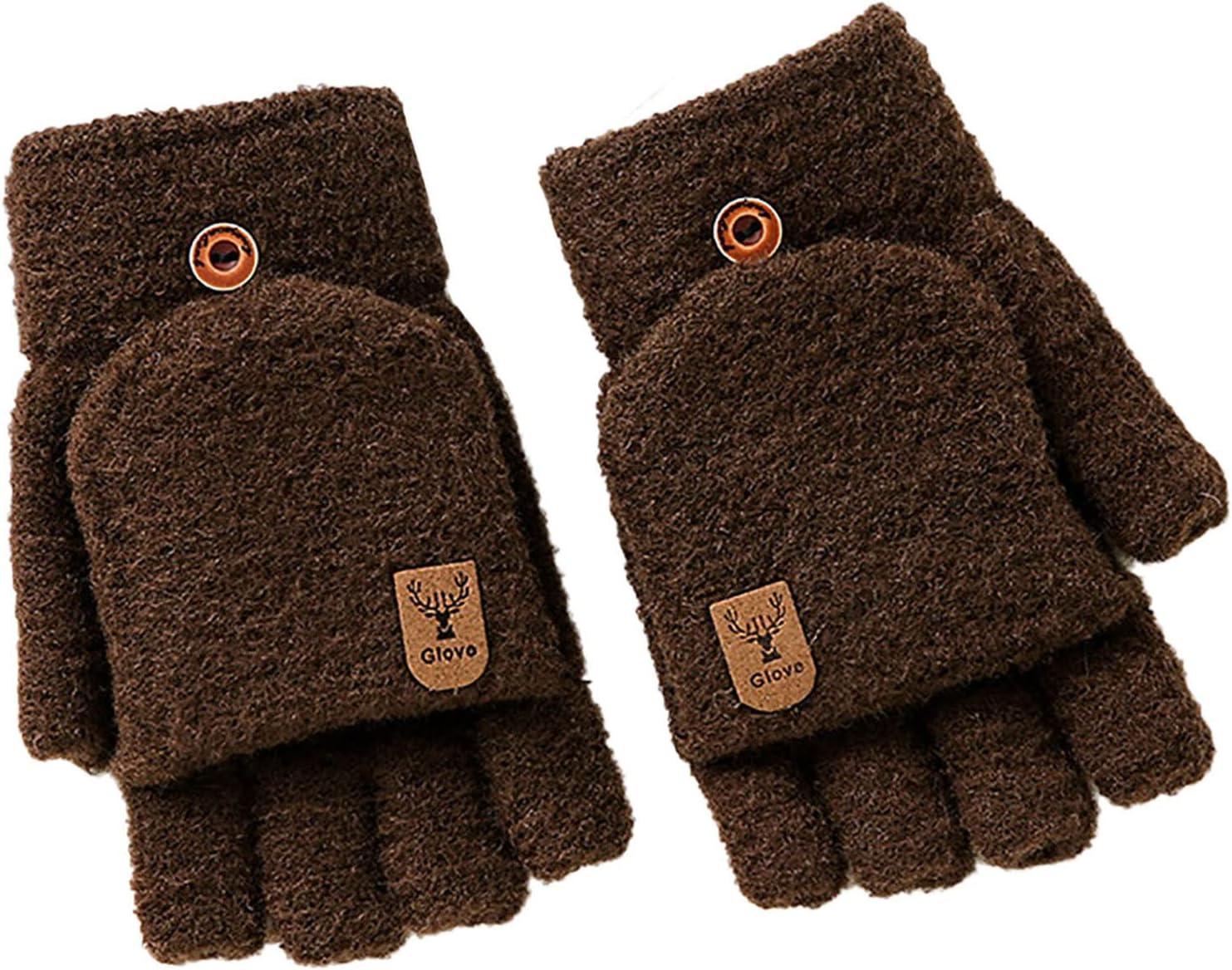 Winter Knitted Fingerless Gloves Thermal Insulation Warm Convertible