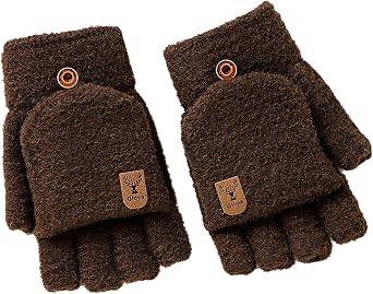 Winter Knitted Fingerless Gloves Thermal Insulation Warm Convertible Mittens Flap Cover For Men Women Mittens
