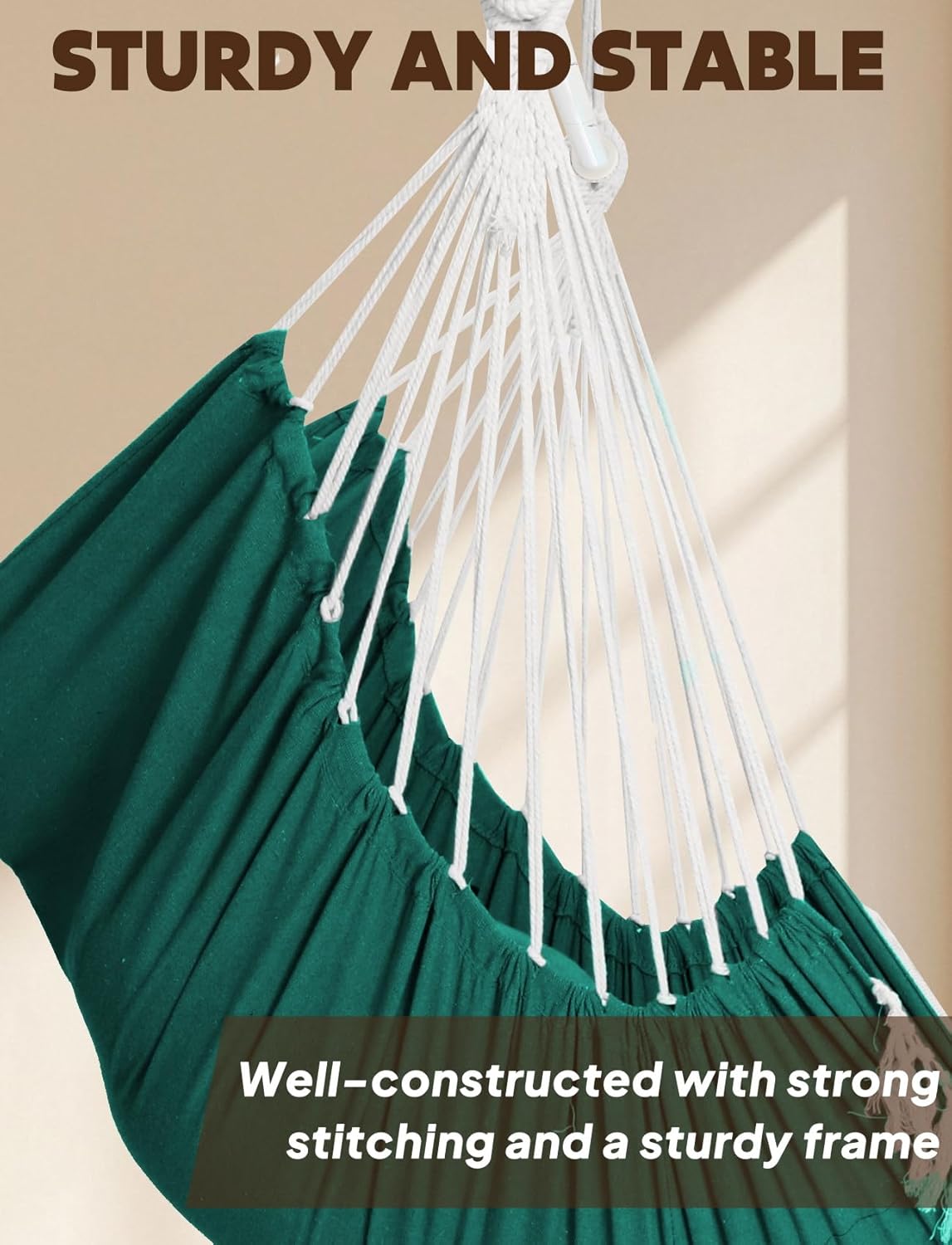Chihee Hammock Chair Hanging Swing Max 500 Lbs 2 Cushions Included Metal Spreader Bar with Anti-Slip Grooves Portable Hanging Chair Side Pocket Large Macrame Bohemian Chair Indoor Outdoor - Image 5
