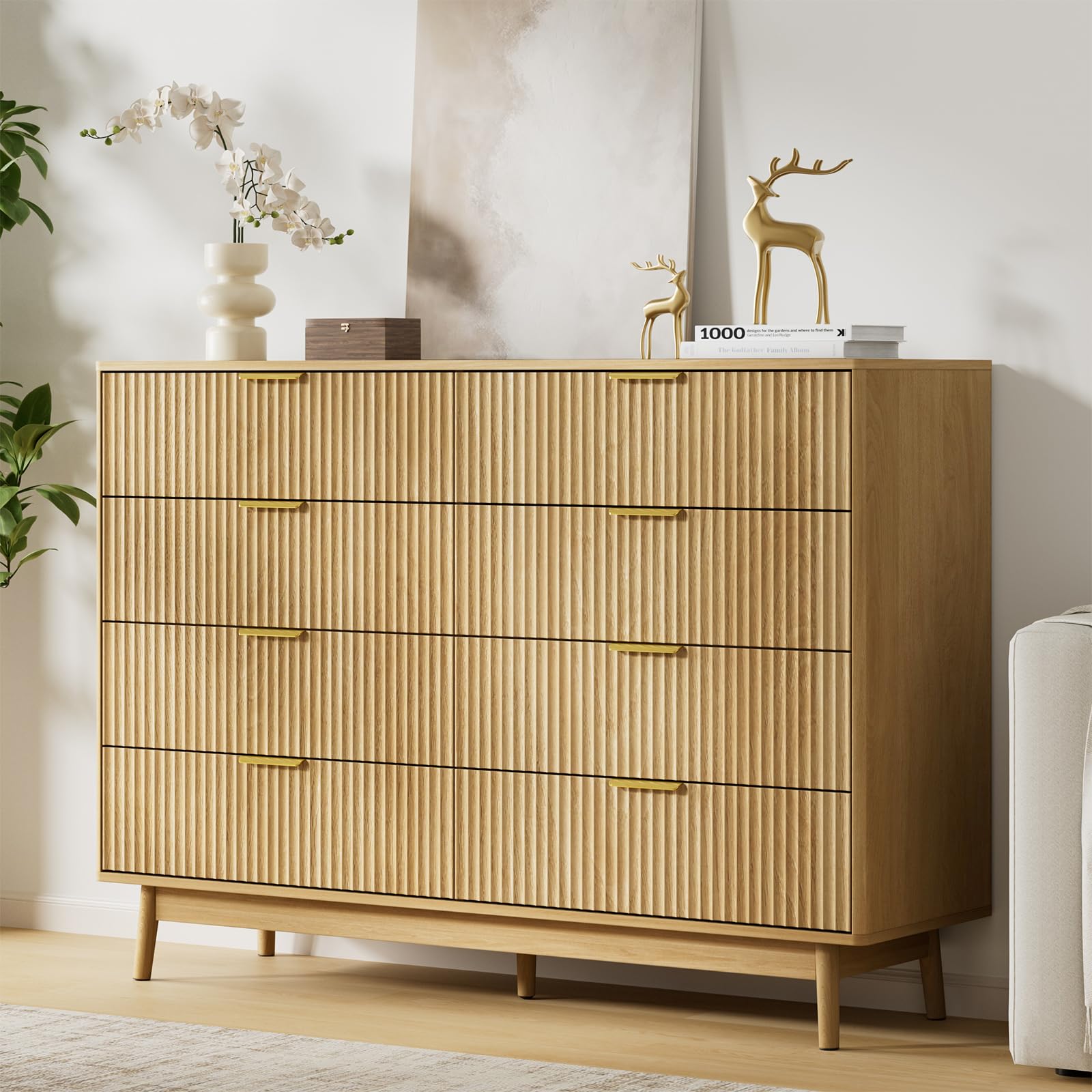 LYNSOM Fluted 8 Drawer Dresser