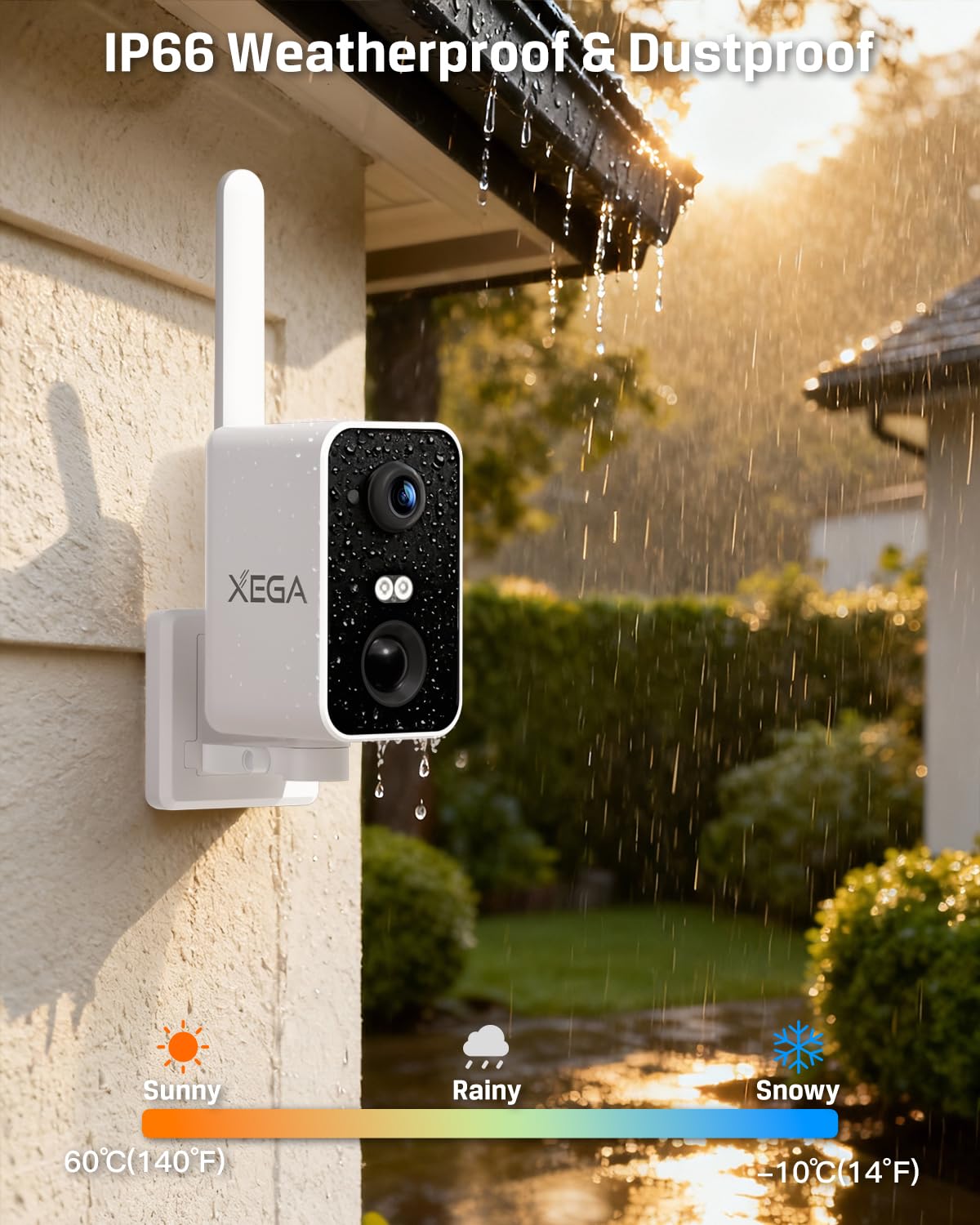 Xega Cámara Vigilancia 4G LTE Portátil con Tarjeta SIM Interior y Exterior | 10000mAh, detección PIR personas, visión nocturna color, audio bidireccional, TF/Cloud, IP66
