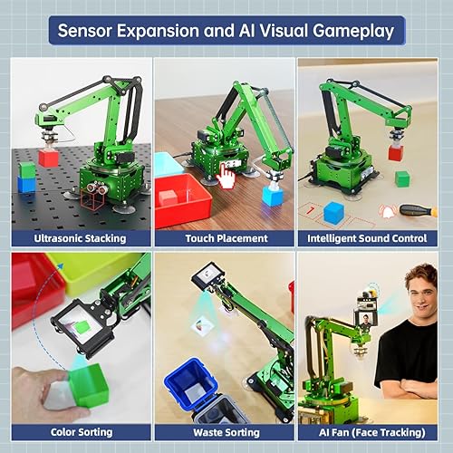 Miniatura 3 de Kit de brazo robótico AI, MaxArm ESP32 Open Source WiFi Bluetooth Connect Smart Robot Arm con AI Vision Sensor Kits PS2 Controladores inalámbricos,