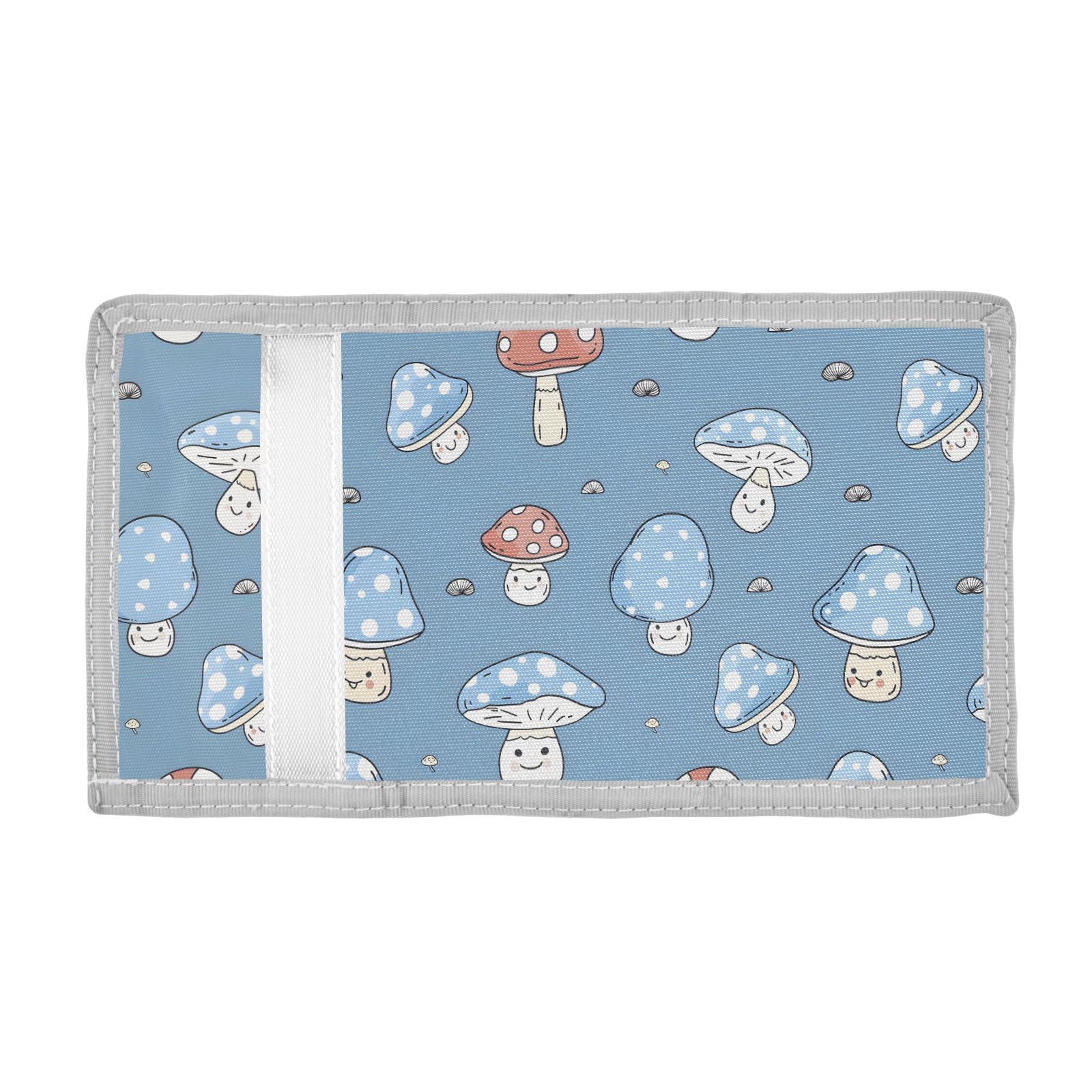ALAZA Kids Wallets for Boys Girls Toddler Trifold Wallet Children Small Mushrooms Cartoon Blue with Zipper Coin Pocket