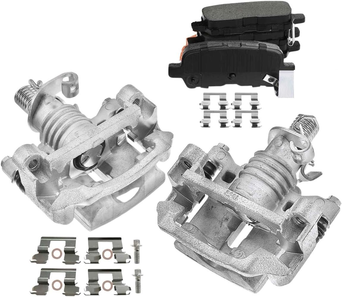 6pcs Rear Brake Caliper + Ceramic Brake Pad Replacement Replacement for Buick OEM Allure Replacement Replacement for Pontiac OEM Replacement Replacement for Chevrolet OEM