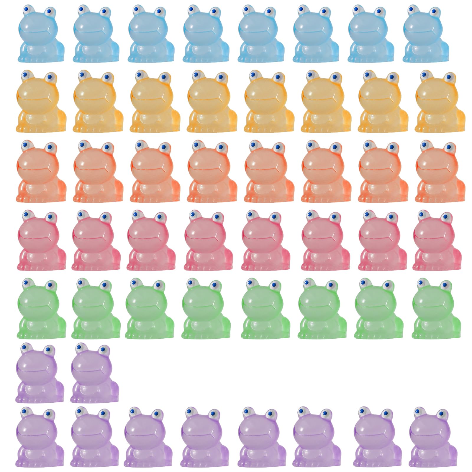 HoJJaSelect 50Pcs Colorful Luminous Resin Mini Frogs Compact Lightweight Sculpture Miniature Resin Frog Lovely Tiny Frog Figurines for Garden Dollhouse Decoration