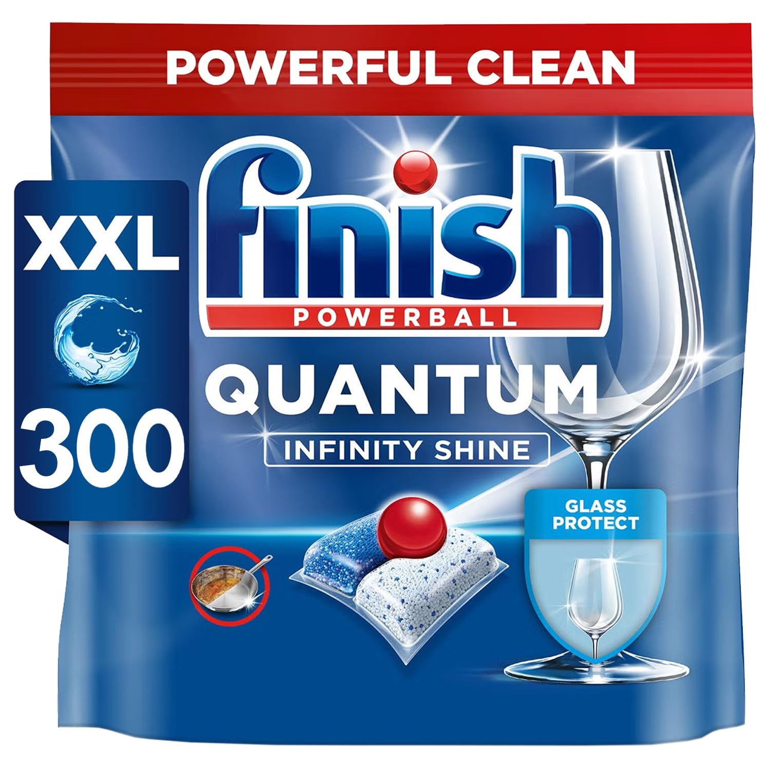 Finish Quantum Infinity Shine Pastiglie per lavastoviglie Bulk | Profumo regolare | 300 pastiglie per lavastoviglie per una pulizia profonda e una lucentezza scintillante