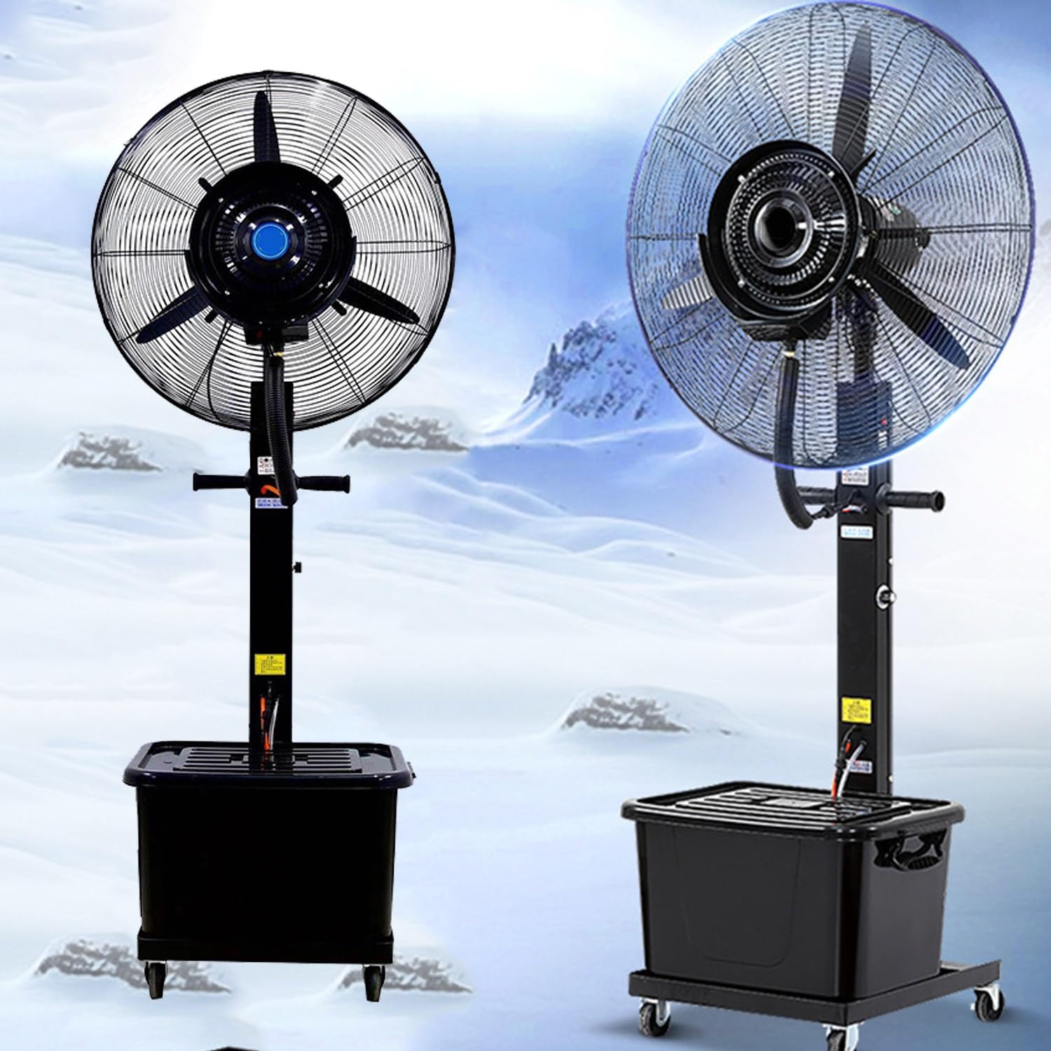 asdchZen Pedestal Misting Fan, 11 Gallon Water Tank, Industrial Spray Fan With 90°Oscillation, 3 Speeds Floor Fan For Cooling Patio Garage Gym Workshop,One Color-650mm/26in