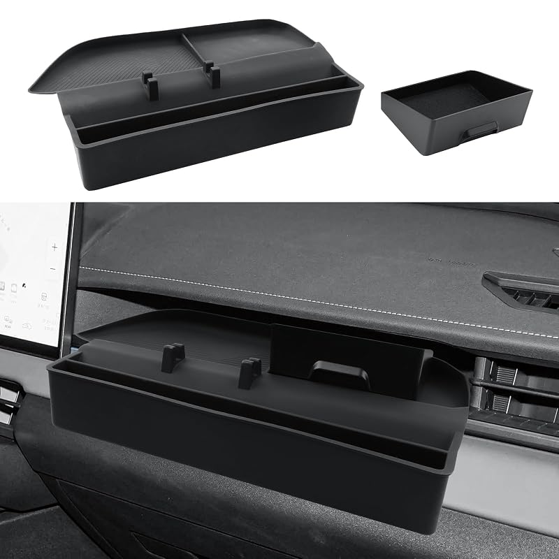 Bandeja organizadora para passageiro ECOZEN em silicone compatível com Toyota RAV4 2026, preta, com bolso e instalação sem ferramentas, conjunto com 2 unidades