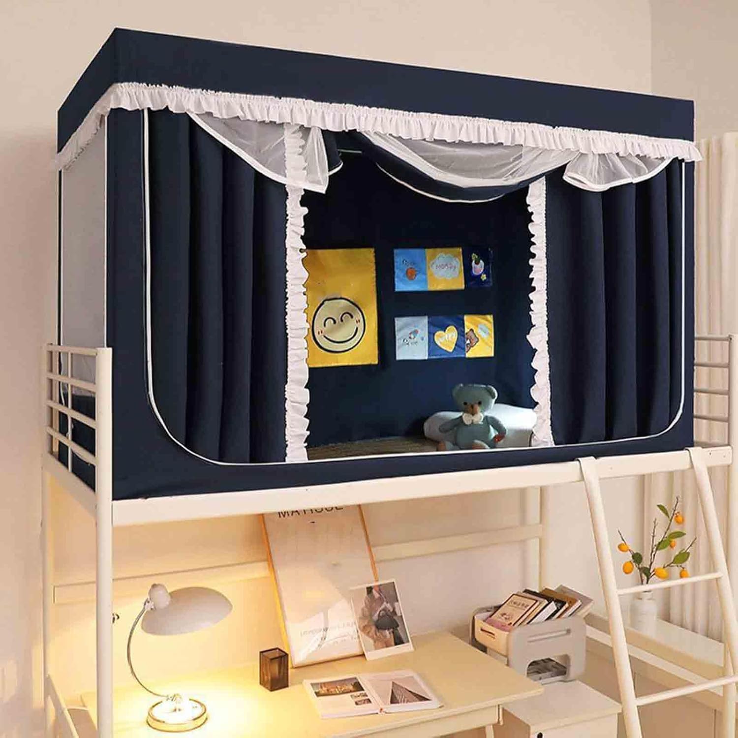 Blue Mosquito Net Canopy For Single Bed - Insect Protection, Bunk Bed Drapes, Two-way Zipper, Blackout Curtains For Students, Dormitory, Size 190x80x110cm Blue 1 190x90x110cm