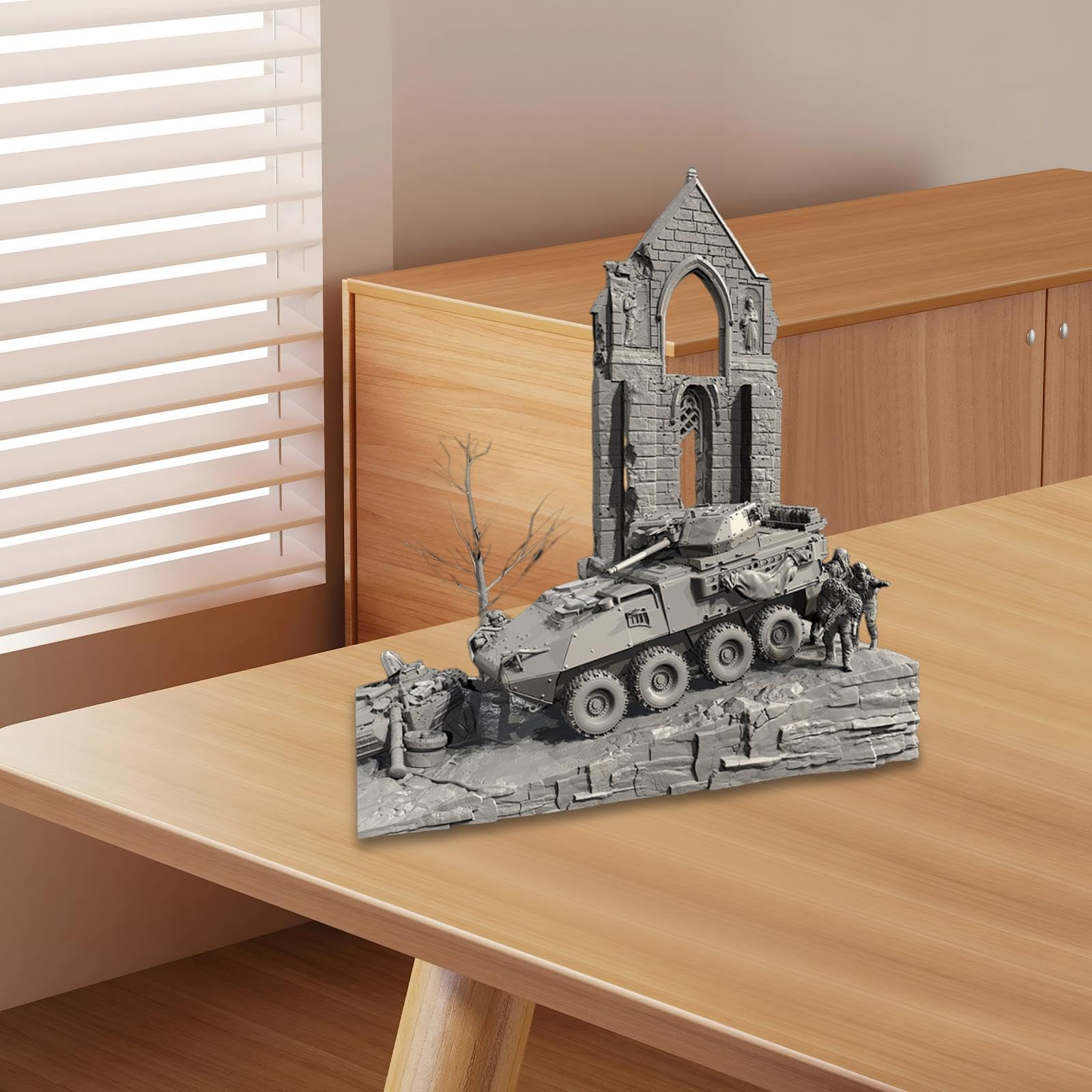 1:72 Ornamento di Scena di casa in rovina Modello di Scena in Miniatura Diorama Veicolo blindato per Stazione ferroviaria Tavolo di Sabbia Micro
