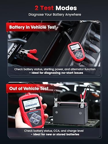 Miniatura 6 de Ancel BA101 potenciómetro para carga de batería automotriz profesional de 12 V, 100-2000 CCA, 220 AH, herramienta analizadora digital de células