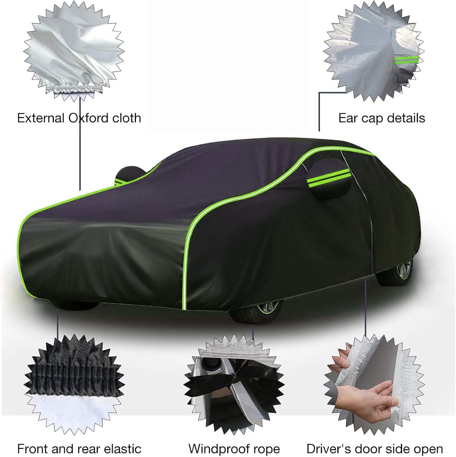 Telo Copriauto da Esterno per EVO 5 Impermeabile Telo Copertura Auto Traspirante Resistente,Copri Auto para Tutte le Stagioni Proteggi Sole Pioggia,con Cerniera Laterale