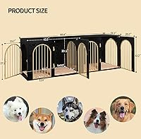 Vista 2 de Mueble de jaula para perros de 88.4 pulgadas para 2 perros, soporte de TV de perrera para interiores de servicio pesado, jaula de madera XXL