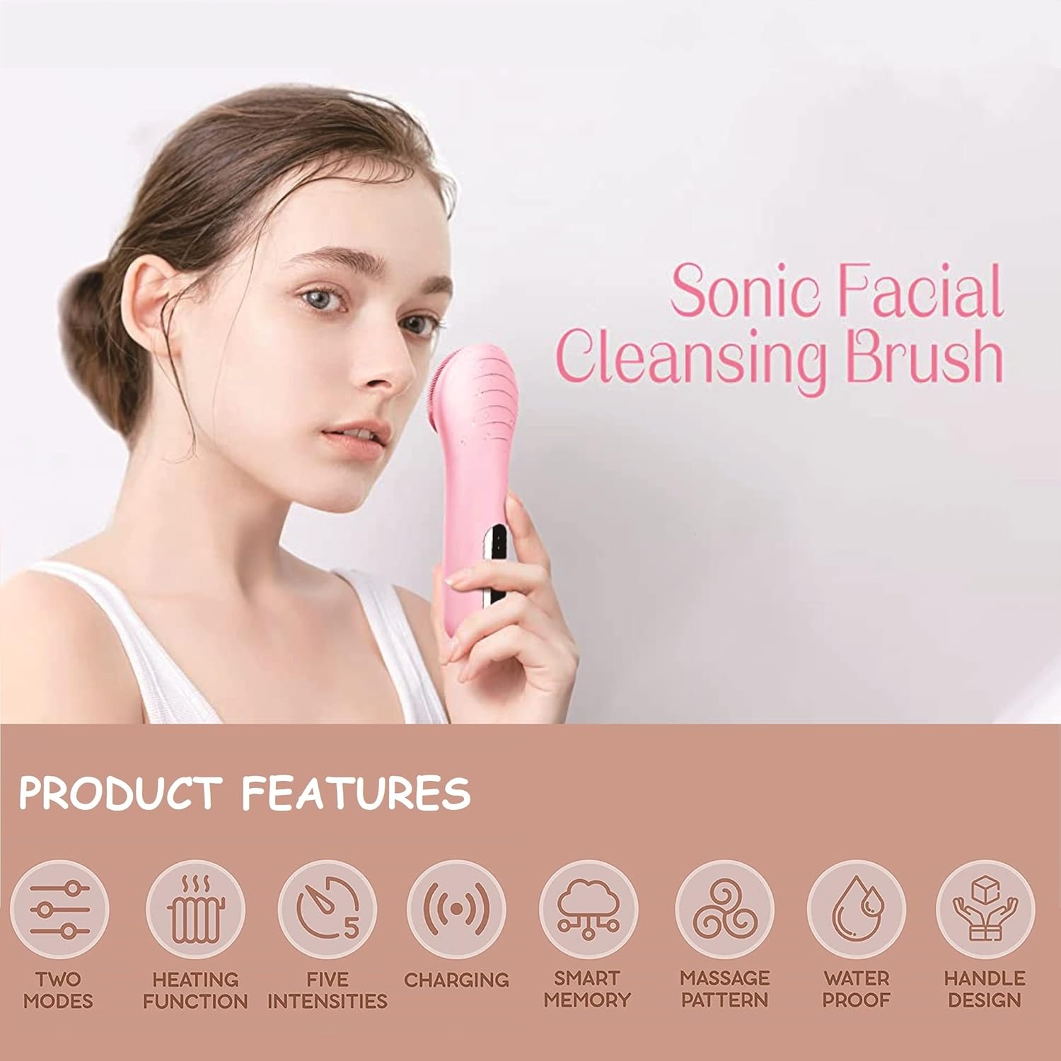 Sonic Facial Cleansing Brush, Miredor Silicone Sink Friendly Powered