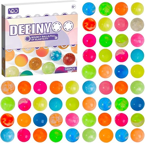 100 bolas inflables pequeñas de mármol colorido con caja de regalo, bolas rebotantes de colores mezclados para niños, regalos de fiesta, premios de