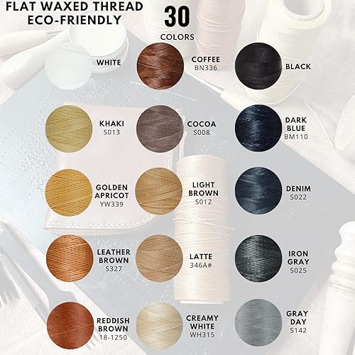 Miniatura 4 de Hilos encerados planos 100% poliéster, 150D0.031 in, 270 yardas810.4 ft. Hilos multiusos para coser a mano proyectos y manualidades de cuero (negro)