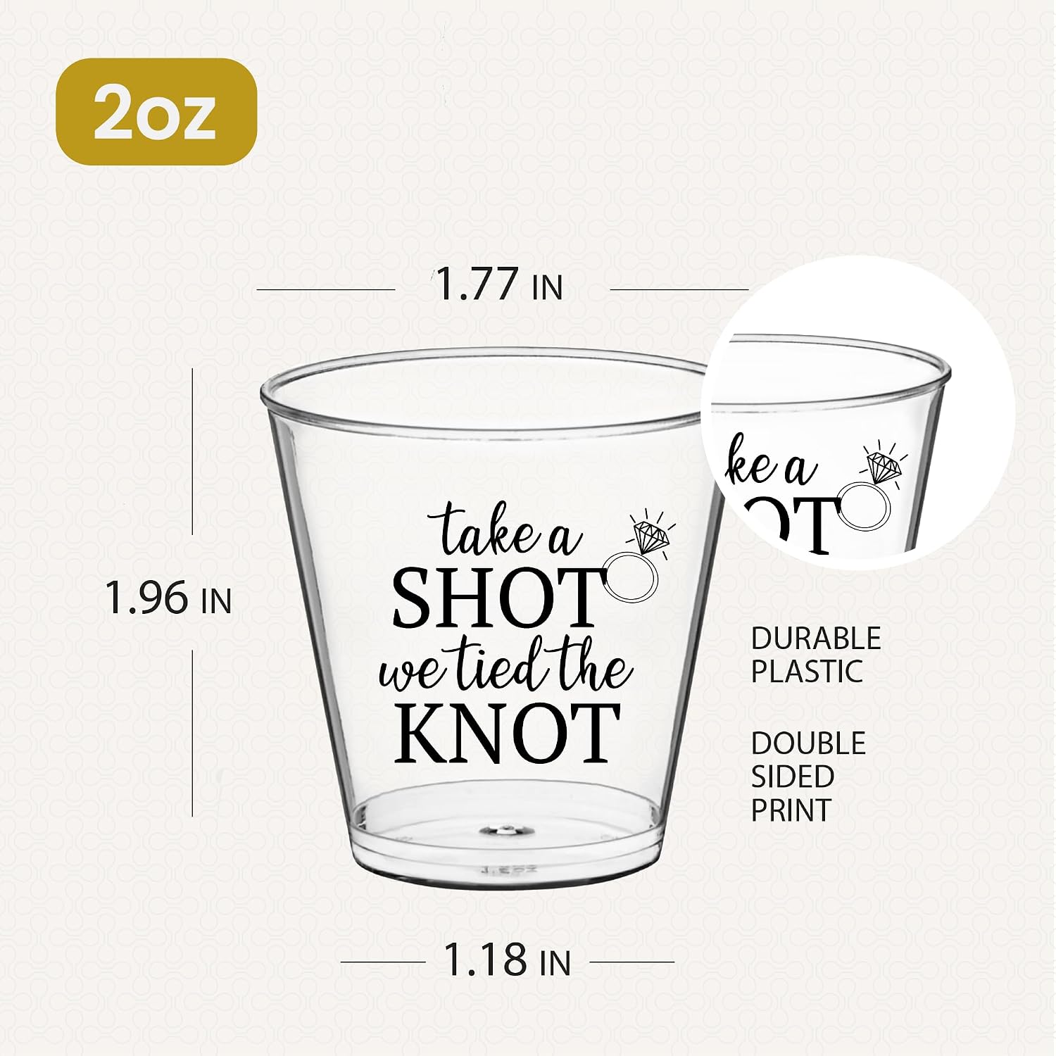 Take a Shot We Tied the Knot – 100 PCS Plastic Wedding Shot Glasses, 2oz, Wedding Favors for Guests, Take Shot Party Favors, Bridesmaid Shot Glasses, Tie the Knot Decorations