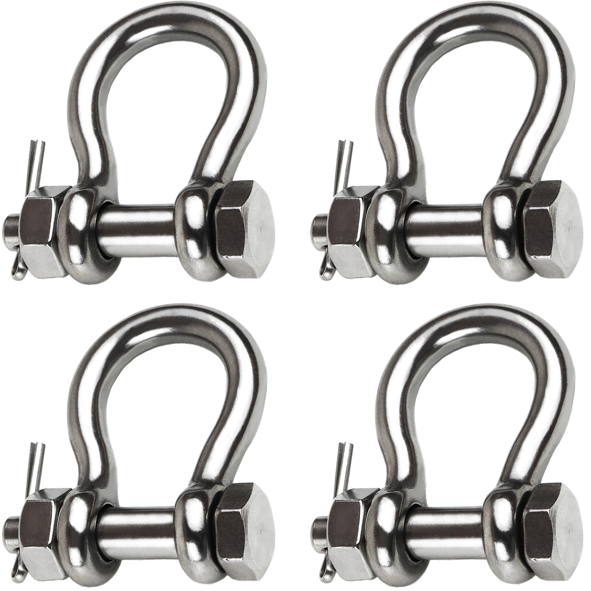 Laorde Boat Anchor Shackle 1/4" 5/16" 3/8" 1/2 inch (4 Size) 316 Stainless Steel Shackle Marine Grade Bow Shackle with Cotter Pin