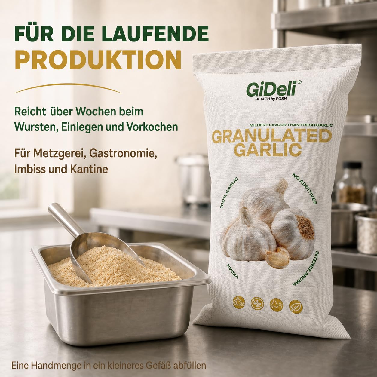 GiDeli Knoblauchgranulat Grob Ohne Zusätze Vegan 10 kg Beutel