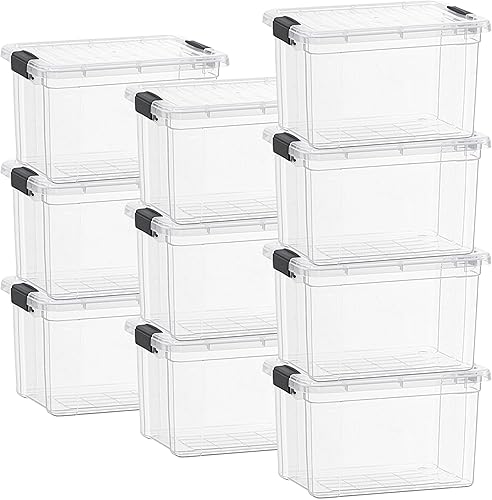 Miniatura 55 de Superio Cajas de almacenamiento transparentes con tapas, contenedores de plástico de 8.75 cuartos de galón para organizar, cajas apilables, sin BPA,