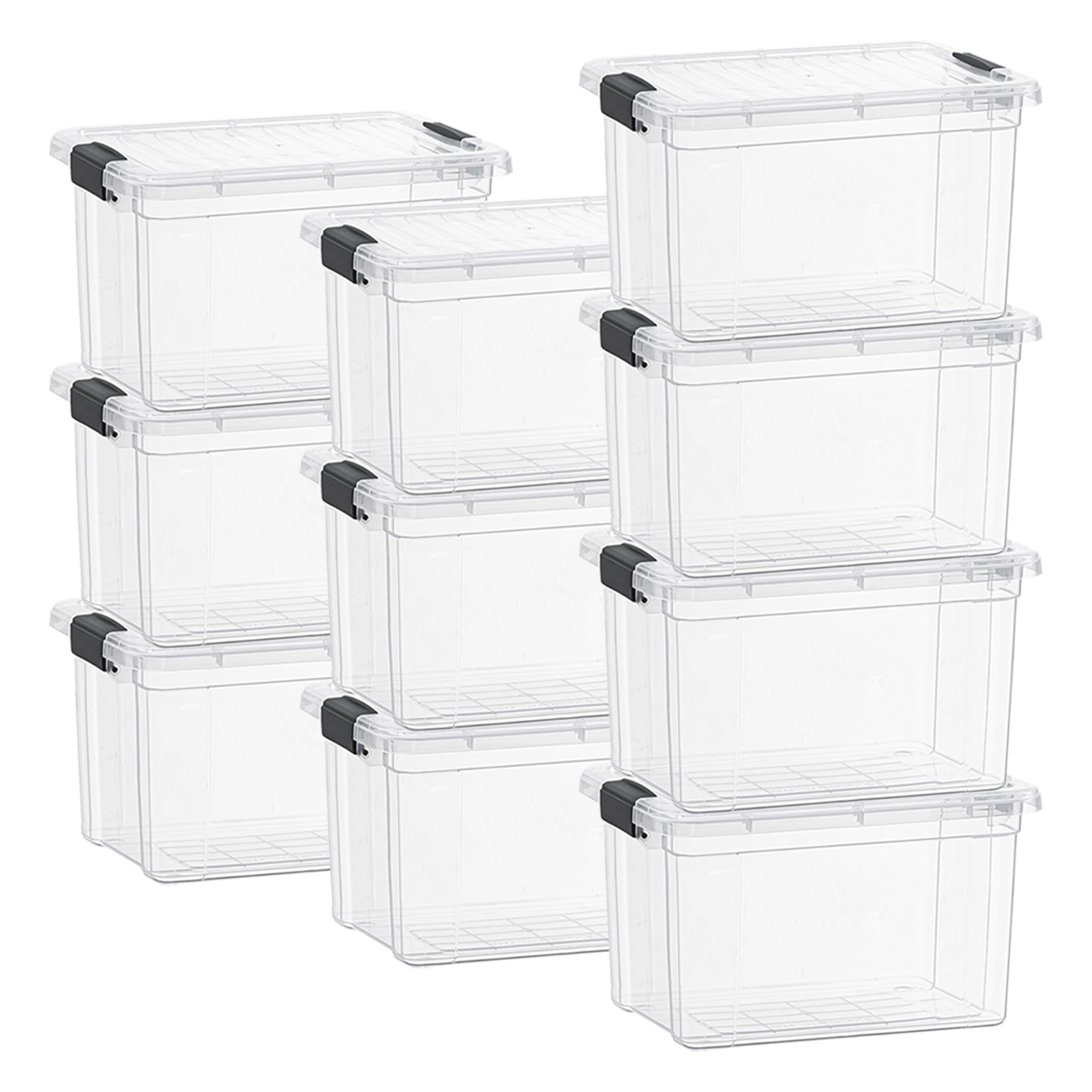Superio 49 Quart Clear Plastic Storage Boxes with Lids, Stackable Organizer Containers, BPA-Free Storage Bins for Home, Office, School &amp; Dorm, 10 Pack