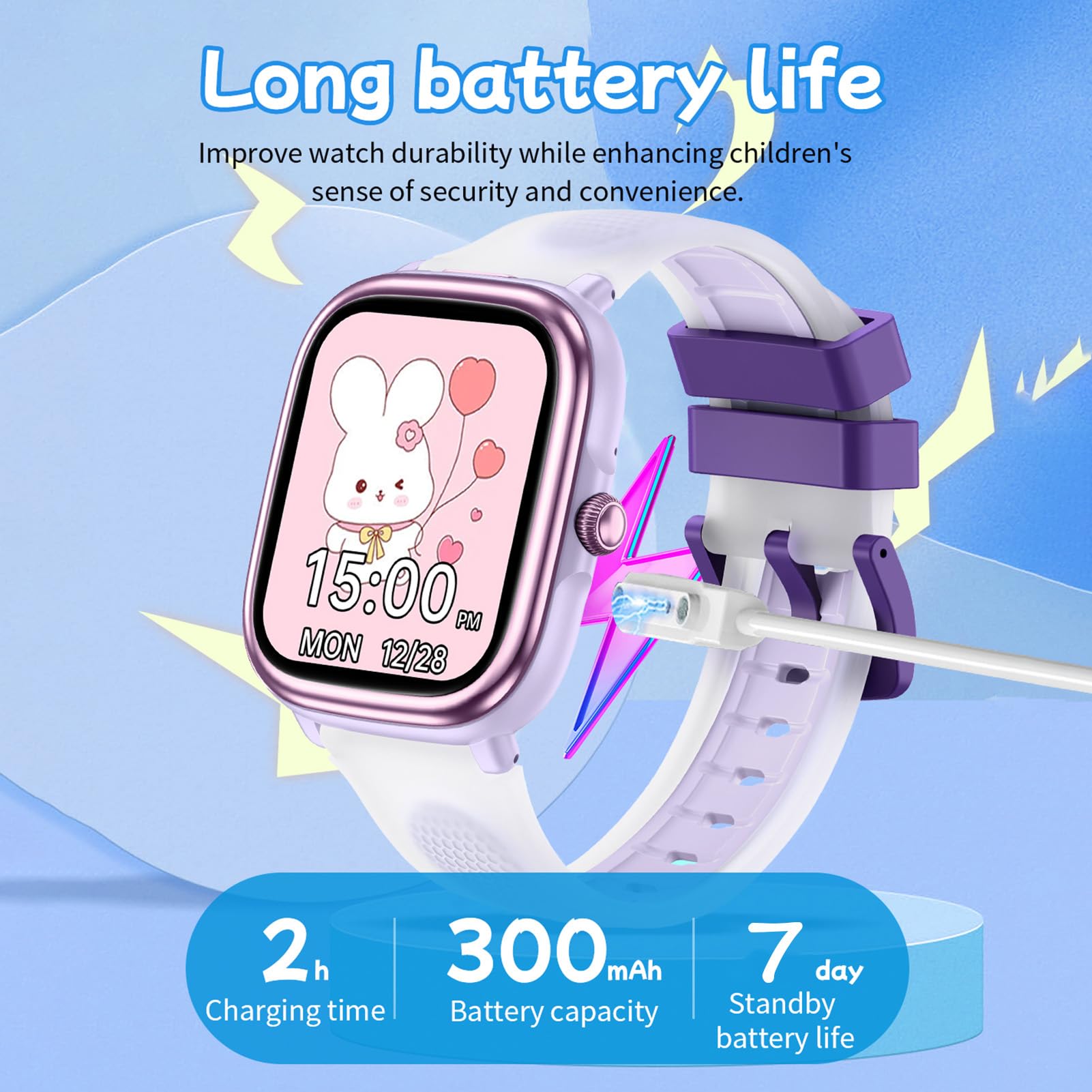 Dpofirs Orologio Intelligente per L'apprendimento per Bambini, Display da 1,83", 21 modalità Sport, Impermeabile IP68, con Torcia, Giochi, Libri di Fiabe e Lettore Musicale (PURPLE)