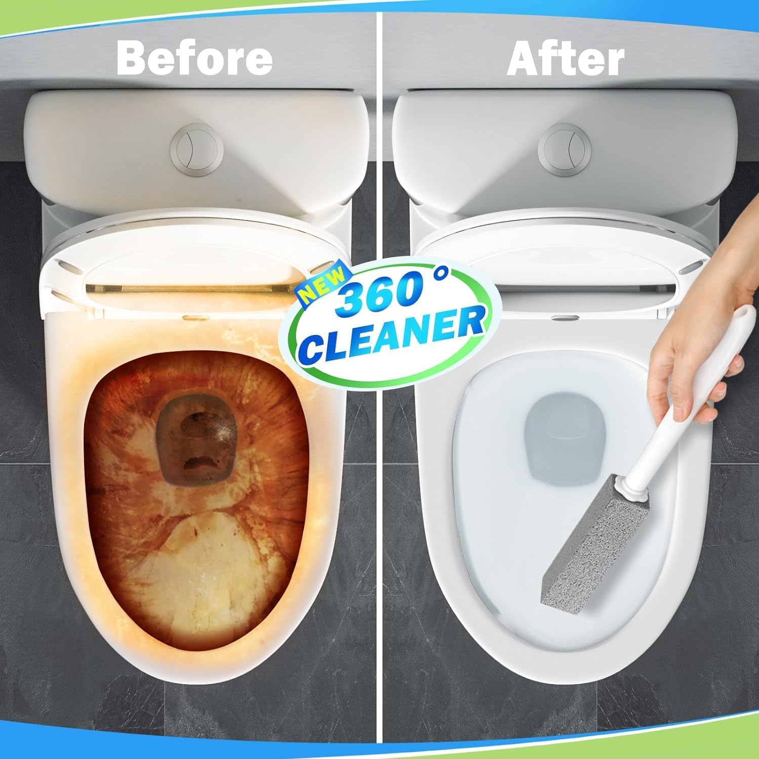 Koffing 2pcs Non Scratch Pumice Toilet Cleaning Stone with Handle, Removes Hardwater Stains & Rings, Calcium & Iron from Toilets, Bathtub Sinks, Tiles 4