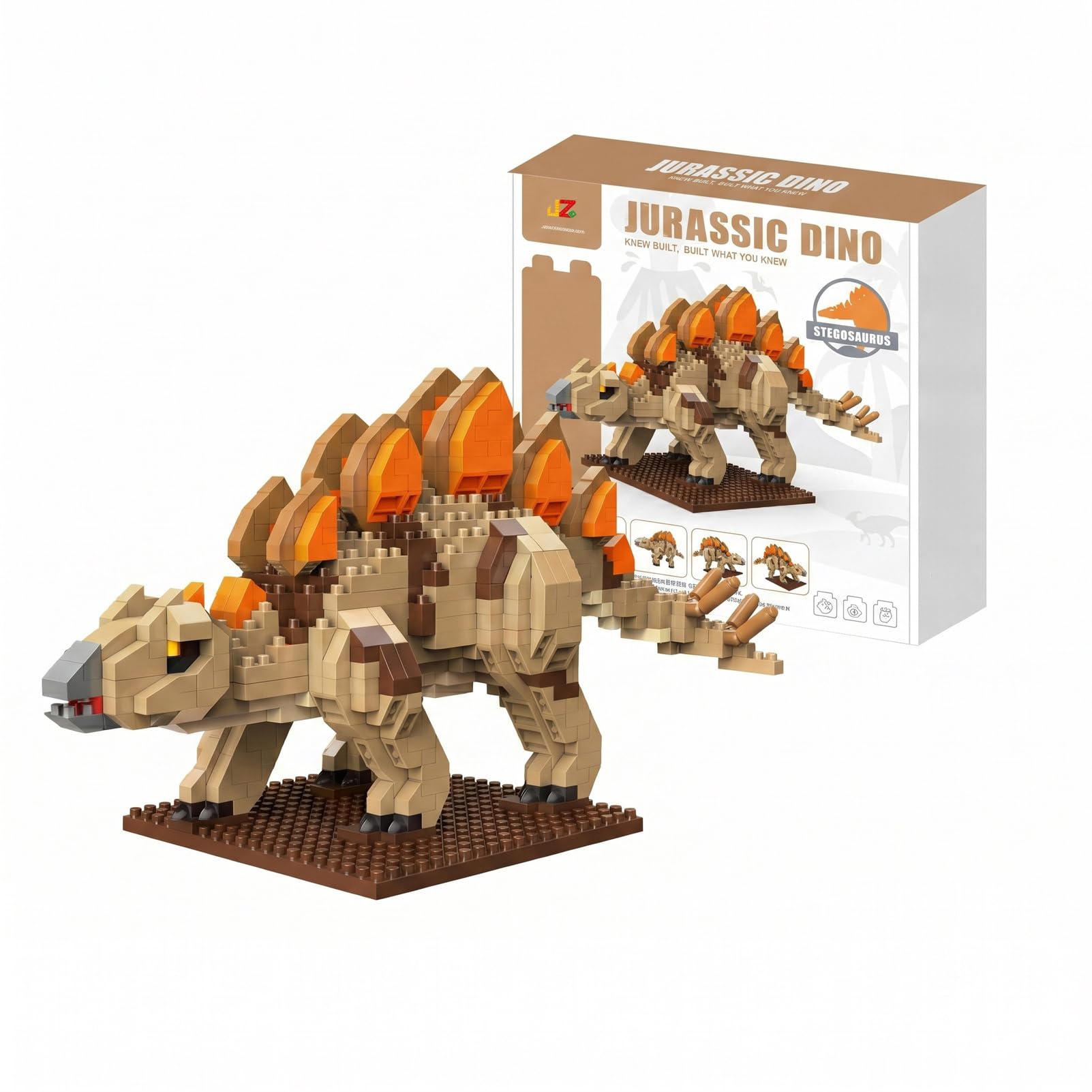 870-Piece Dinosaur Stegosaurus Model Building Kit, Micro Blocks Set with Display Stand, DIY Construction Project for Adults, Desk Decor & Creative Fun