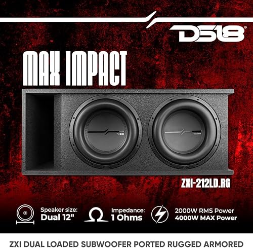 Miniatura 2 de DS18 ZXI-212LD.RG Caja de subwoofer con doble ventilación de 12 pulgadas, 2000 vatios RMS 4000 vatios de potencia máxima, paquete de graves 2