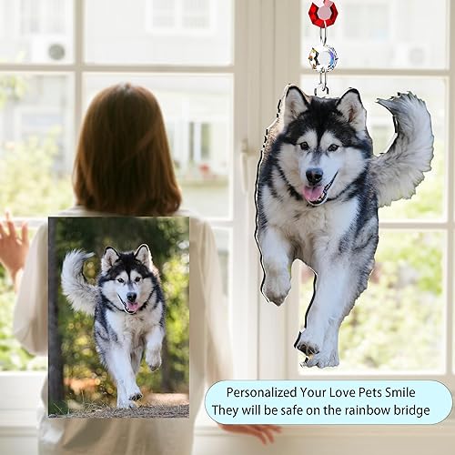 Miniatura 2 de Fanery Sue Regalos conmemorativos para perros por pérdida de perro, atrapasoles conmemorativo personalizado para mascotas con imagen, regalos