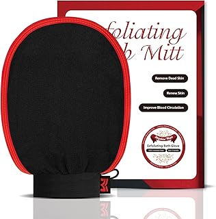Migliore Wear Deep Exfoliating Mitt | DOUBLE LAYERS, Bath Shower Exfoliating Glove, Natural Body Scrub Gloves Exfoliator Mitt, Dead Skin Remover for Fake Tan Removal, Ingrown Hairs, Skin Cleanser-1Pcs