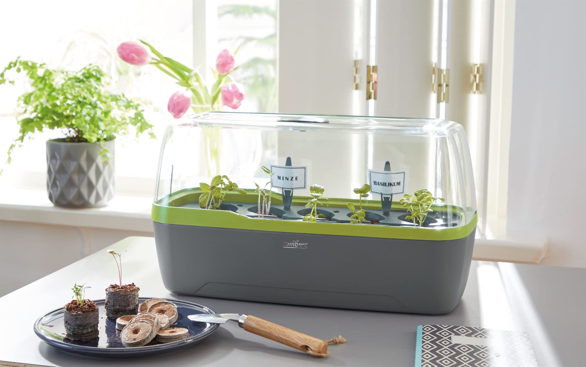 Romberg BoQube L Plus 16294169 Système de Plantation pour Plantes Couleur Anthracite/Vert Estival sans PAK Utilisation Alimentaire avec Ventilation