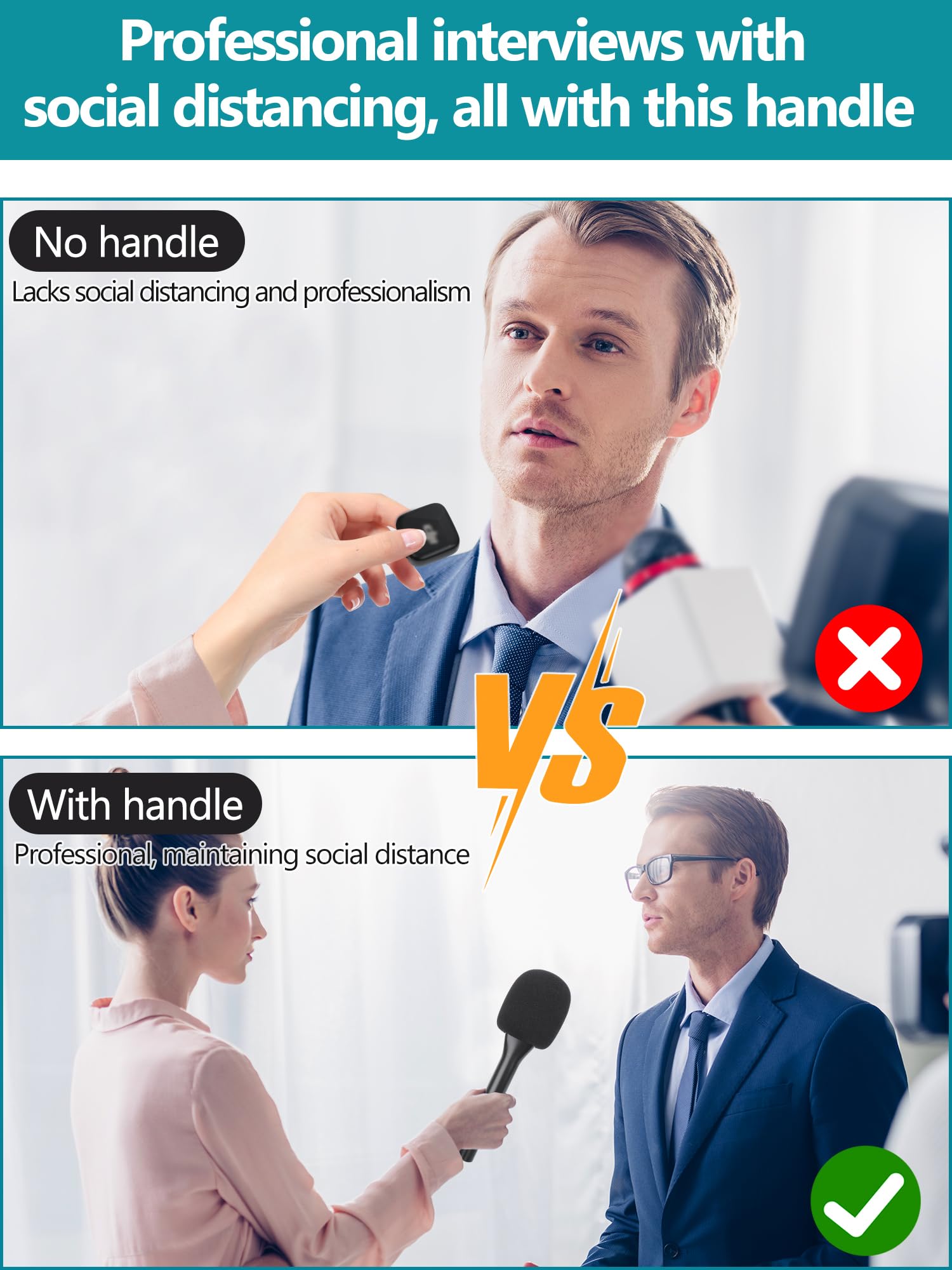 YOUSHARES Uchwyt do wywiadu dla DJI Mic Mini - ręczny adapter do wywiadu GO kompatybilny z DJI Mini i większością bezprzewodowych mikrofonów do vloga, strumieniowania, podcastów