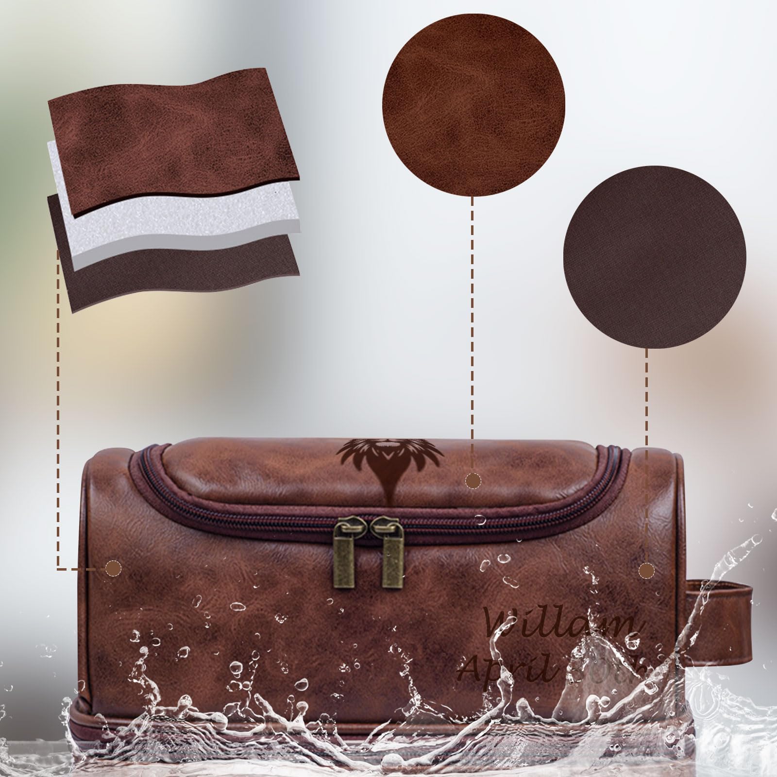 Borsa da toilette personalizzata in pelle per uomo, viaggio, barba, regalo per fidanzato marito papà