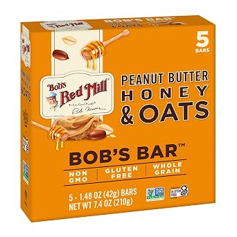 Bobs Red Mill Peanut Butter Honey & Oats Snack Bar - 5 Bars Pack of 1 - Gluten Free, Non-GMO, Whole Grain