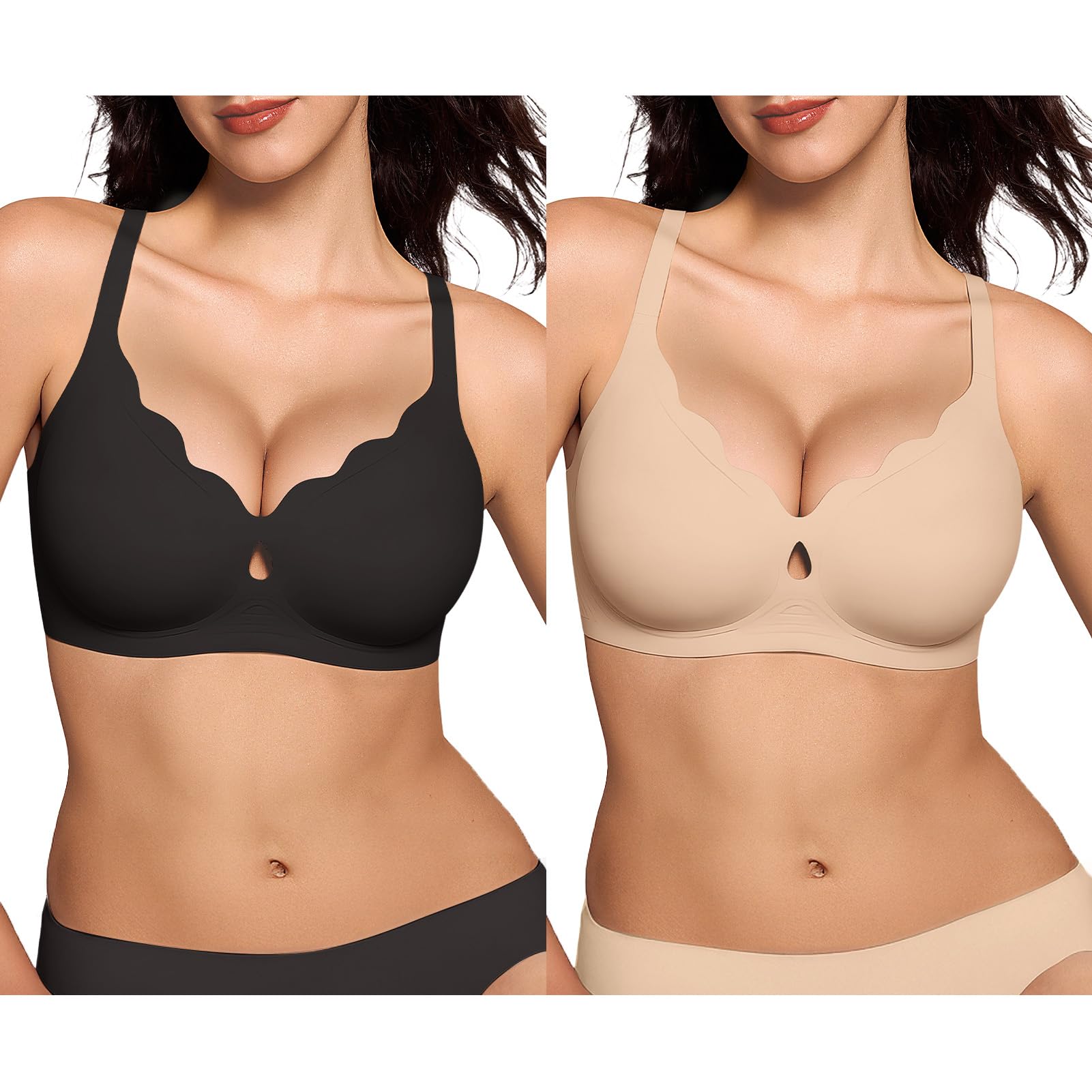 ProKloud Wireless Bras for Women Wave Push Up No Underwire Bralettes Seamless Full Coverage Support Lift Everyday Bra