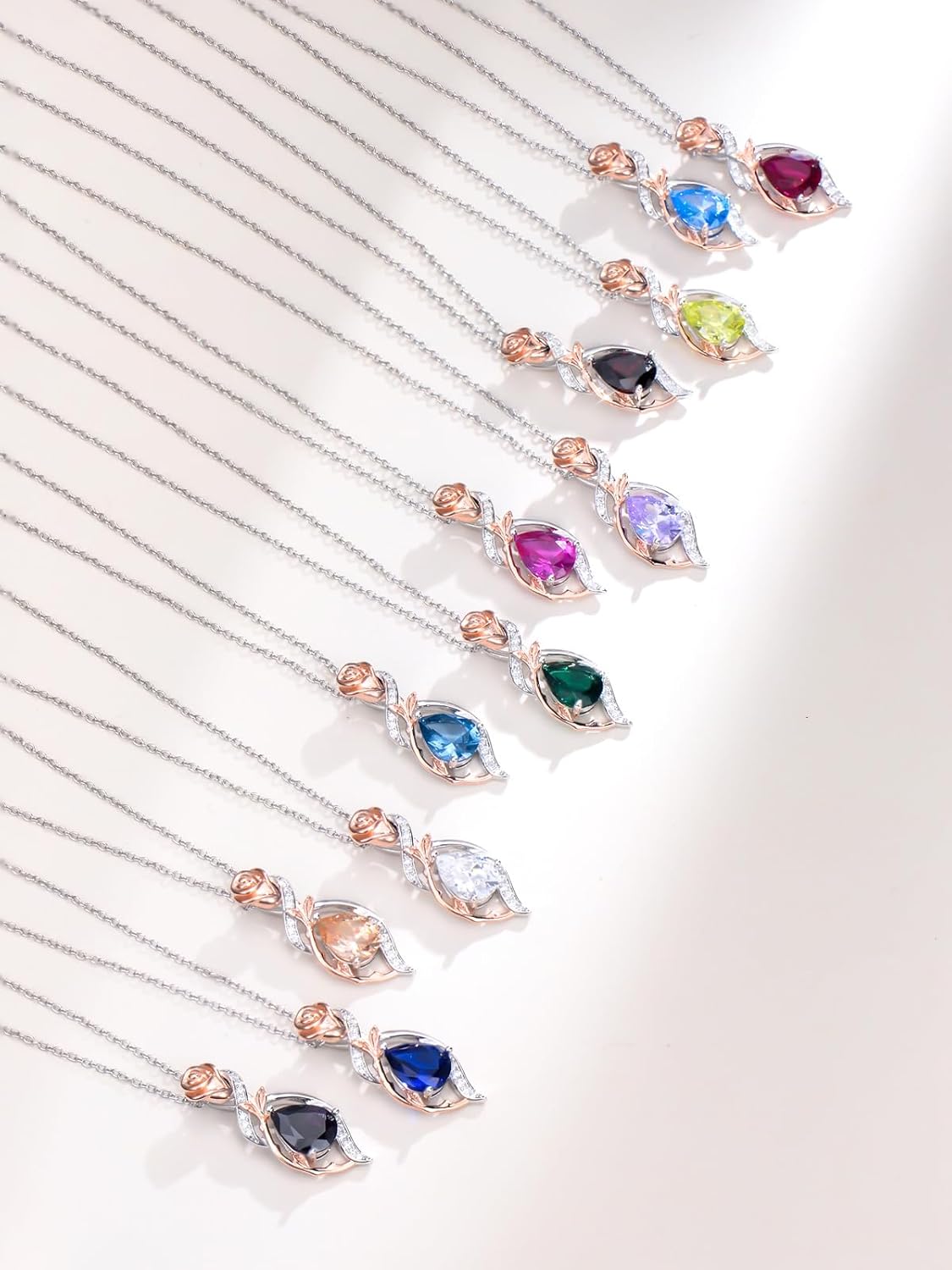 Valentine's Day Gifts for Women, Rose Flower Infinity with 12 Months Tearpdrop Birthstone Necklace, Anniversary Jewelry Women Necklaces for Her Wife Birthday Gift Ideas Birthday Present for Girlfriend Mom Daughter Yourself - Image 5